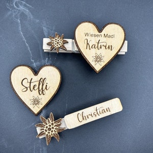 individuelles Namensschild, Herz, Dirndl-Anstecker, Glubberl