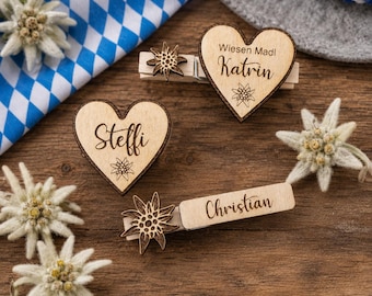 Personalisierter Oktoberfest Namensschild aus Holz – Trachten Anstecker für Dirndl & Lederhose, Bierzelt