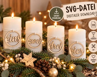 Advent wreath numbers 1-4 SVG file | Laser cut file for Advent | DIY Christmas decoration