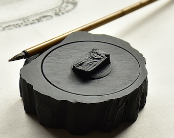 Chinese Original Stone Ink Stone, Vintage Ink Stone, Hand Carved Ink Stone with Cover, Ink Stone, Valentine's Day Gift