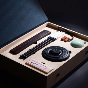 Calligraphy Set, Four Treasures of the Study, Chinese Brushes, Rice Paper, Inkstone, Ink, Seals, Gifts for Calligraphers