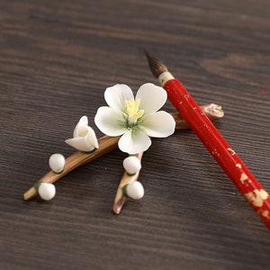 Pen Rest, Plum Blossom Pen Rest, Brush Rest, Wooden Pen Rest, Ceramic Pen Rest, Brush Rest for Calligraphy and French Painting