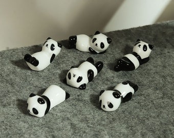 Ceramic pen holder, mini panda brush holder, small brush holder, cute ceramic ornaments, calligraphy ceramic pen holder, calligraphy gift