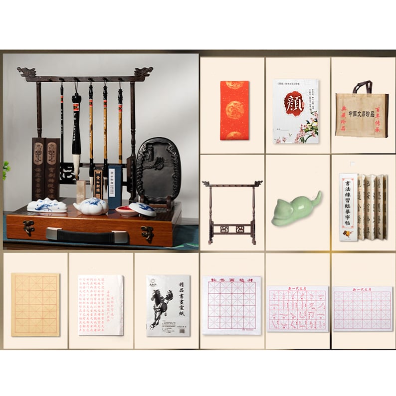 Calligraphy Writing Box Set Four Treasures of Study Gift Box Set,pen,ink, Paper,inkstone ...