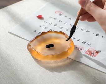 Chinese inktsteen, creatieve inktsteen, kalligrafie-inktsteen, multifunctionele inktsteen, glazen inktsteen, inktsteen, Vaderdagcadeau