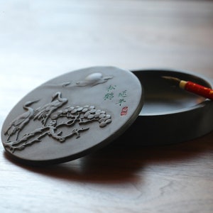 Natural Original Stone Inkstone, 5-inch Inkstone, Inkstone With Cover, Special for Calligraphy, Four Treasures of the Study