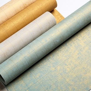 Pure Handmade Batik Rice Paper, Gilded Square Grid Rice Paper, Special Calligraphy Paper, Four-Foot Folio Paper, Antique Half-Cooked Paper