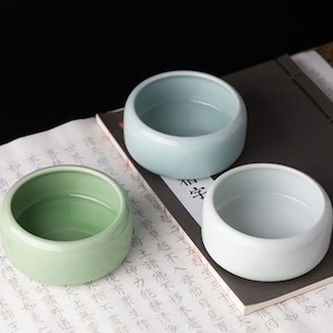 Ceramic Brush Washing Inkstone, Brush Washing Crock, Four Treasures of the Study, Ru Kiln Celadon, Brush Washing Brush Tools