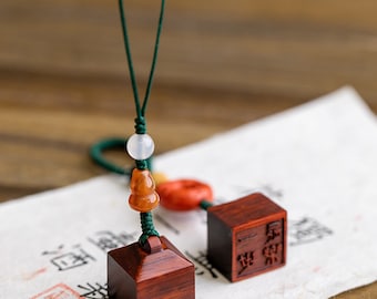 Custom Chinese name stamp, calligraphy seal, ebony wood Chinese seal, keychain pendant, name stamp, gift for calligraphers