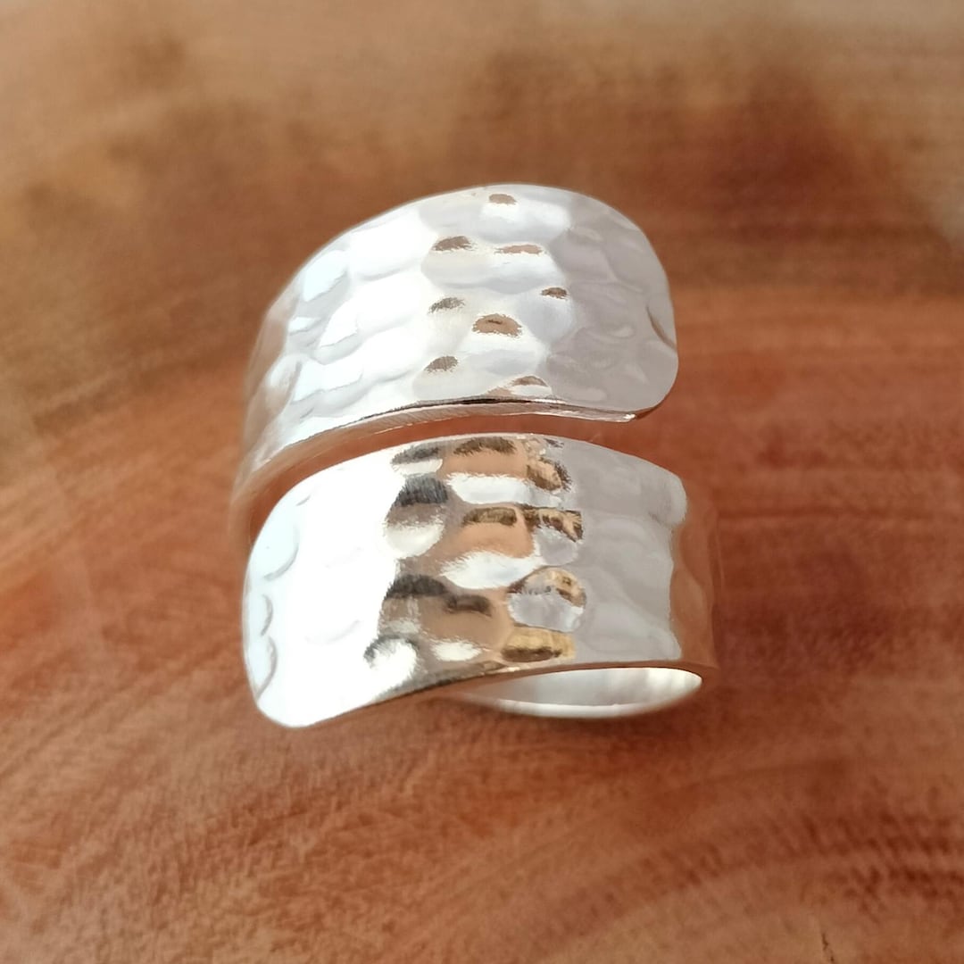 指輪・リング Silver Combination Texture Oval Shape Hammered Surface Ring Silver Combination Texture Oval Shape Hammered Surface Ring