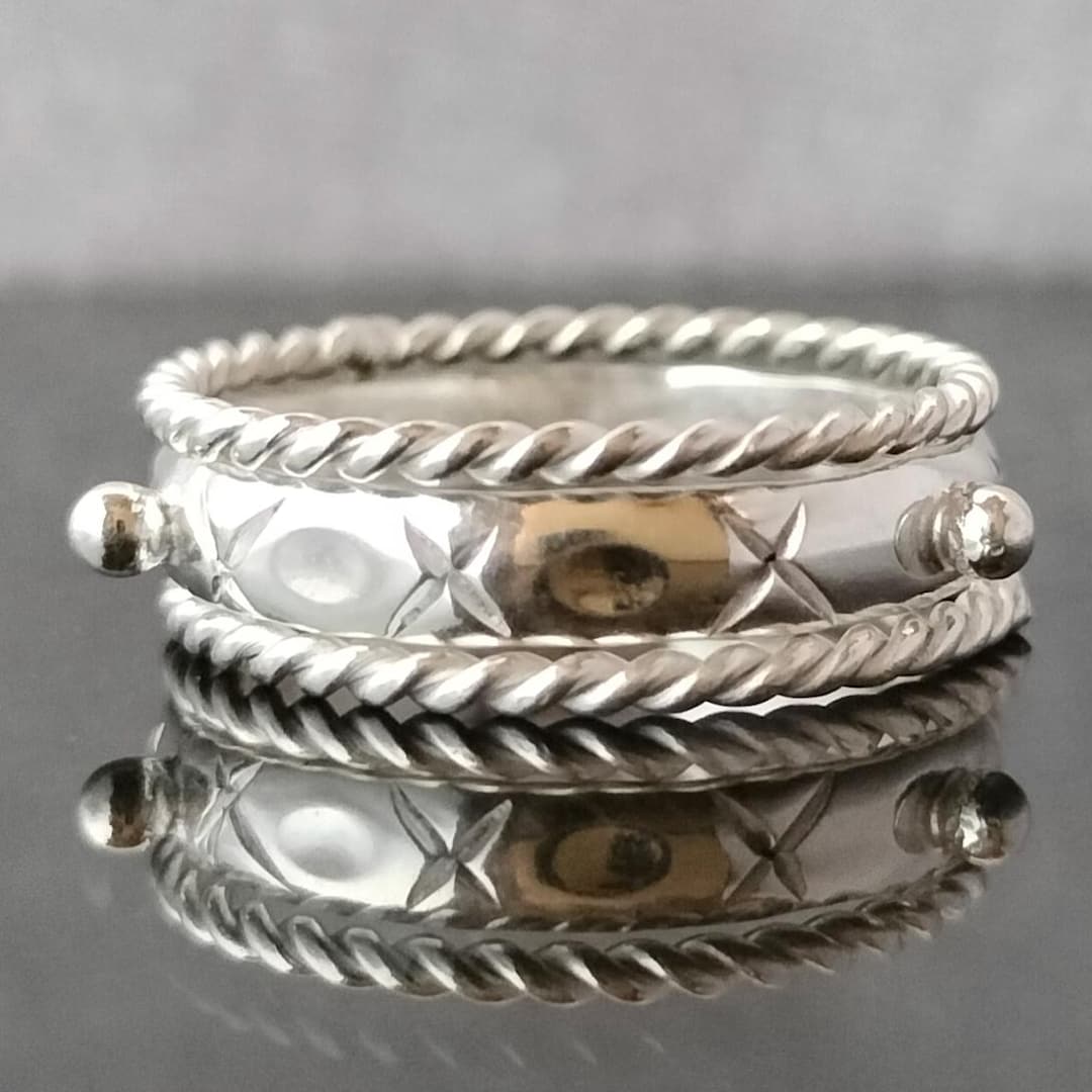 Silver Patterned Rings Sterling Silver Stacking Rings Set: Twisted & Patterned Design - Etsy