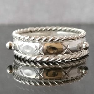 Sterling Silver Stacking Rings Set: Twisted & Patterned Design