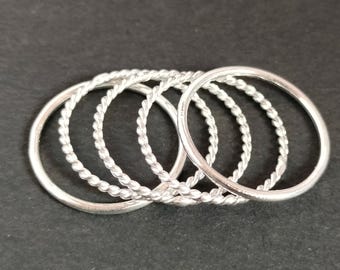 Sterling Silver Stacking Ring Set: Elegant Minimalist Rings
