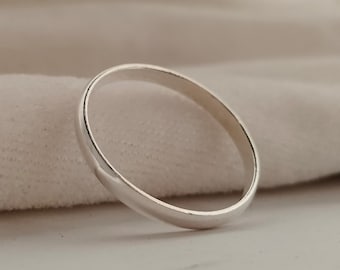 Bague superposable en argent sterling - Demi-rond 3 mm, anneau minimaliste
