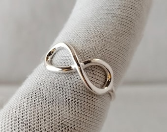 Bague en argent sterling symbole de l'infini - bague de promesse - amour éternité - bijoux tendance minimalistes