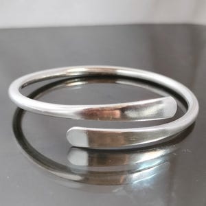 Bracelete de prata esterlina, ajustável, maciço, 3 mm