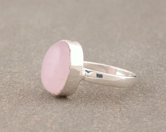 Rose Quartz Ring, Pink Rose Quartz Ring, Handmade & Genuine Gemstone Jewellery , Sterling Silver Jewelry, Perfect  Jewelry Gift For Women