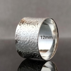 Silver Wide Ring, Sterling Silver Wide Band Rings, Silver Designer Ring, Thick 12mm wide band ring, Silver Thumb Ring, Silver Wedding Band