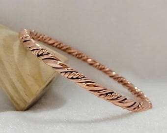 Handmade Twisted Copper Bangle: Healing Cuff Bracelet