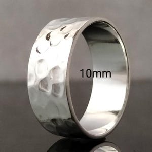 Hammered Sterling Silver Band Ring: Wide Thumb/Wedding Ring (10mm)