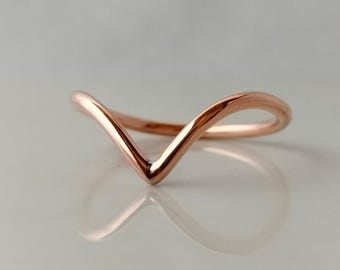 Handmade pure Copper V Shaped Ring, Knuckle Ring,