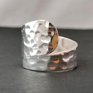 Hammered Sterling Silver Bypass Ring: Adjustable Wrap Ring