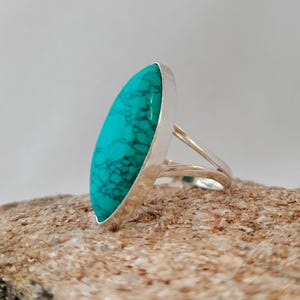 Natural Turquoise Sterling Silver Ring: Chunky Bohemian Statement