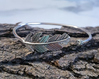 Leaf Bangle, 925 Sterling Silver Bangle, Silver Leaf Bangle Leaf Bangle, 925 Sterling Silver Bangle, Silver Leaf Bangle