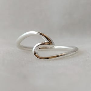 Sterling Silver Wave Ring: Minimalist Sea Jewelry Gift