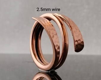 Hammered Copper Wrap Ring • Adjustable Thumb Ring