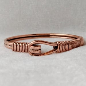 Handmade Pure Copper Bangle Bracelet: Adjustable Locking Cuff
