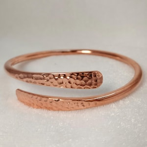Handmade Hammered Copper Bangle: Adjustable Wrap Bracelet