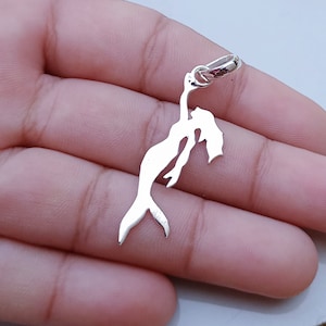 Mermaid Pendant in Sterling Silver, Sea Pendant for Necklace, Handmade Tiny Mermaid, Mystical Mythical Mermaid Jewelry, Gift for her