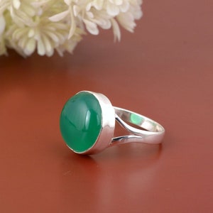 Handmade Green Onyx Ring: 925 Sterling Silver Cocktail Ring