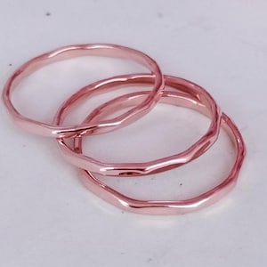 Hammered Copper Stacking Rings Set - Handmade Minimalist Bands