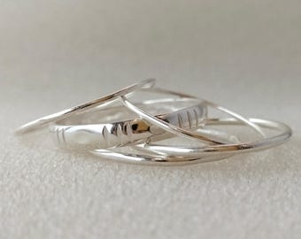 Sterling Silver Stacking Ring Set: Elegant Minimalist Bands
