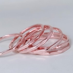 Handmade Hammered Copper Stacking Rings: Solid Copper Band