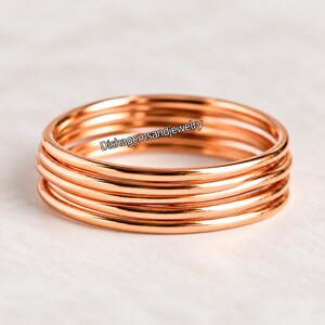 Set Of 6 Pure Copper Stacking Ring - Minimalist Stackable Band - Gift For Her