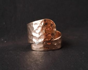 Handmade Hammered Copper Ring: Adjustable Thumb Ring