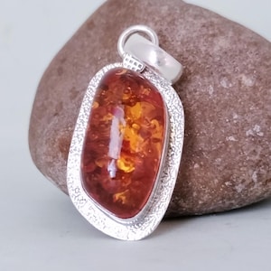 Handmade Baltic Amber Pendant: Sterling Silver Gemstone Jewelry