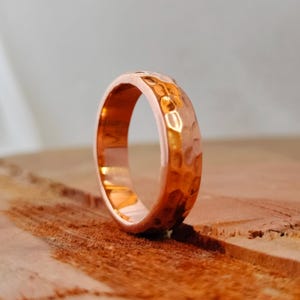 Handmade Hammered Copper Ring: 6mm Solid Copper Band