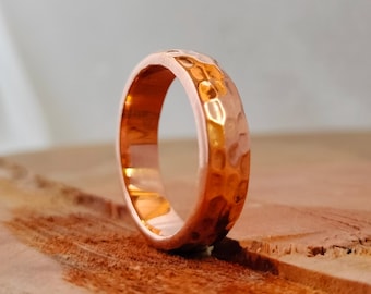 Handmade Hammered Copper Ring – 6mm Solid Band