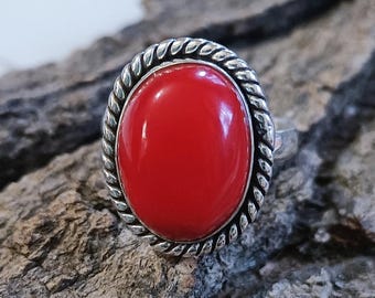 Red Coral Ring: Sterling Silver Gemstone Jewelry