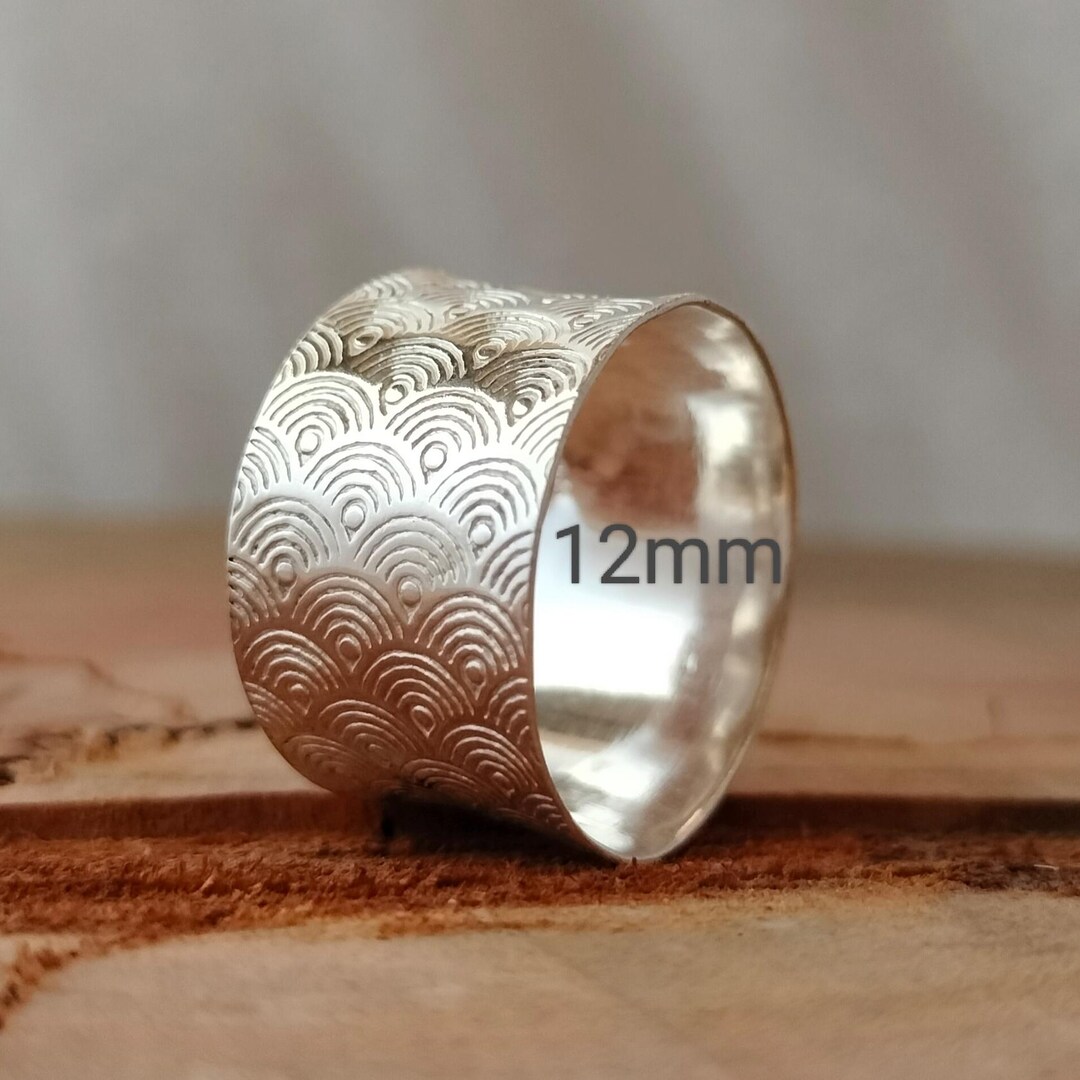 Sterling Silver Wide Band Ring – Designer Statement Ring (12mm) - Etsy