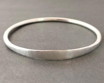 Hammered Sterling Silver Bangle Bracelet, Handmade Stackable Bangle