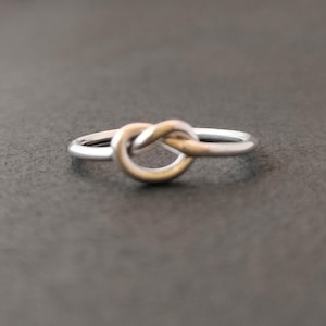 Sterling Silver Love Knot Ring: Dainty Minimalist Stacking Ring
