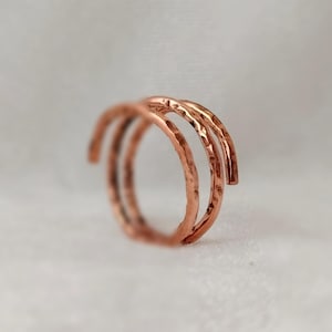 Hammered Copper Wrap Ring: Adjustable Solid Copper Jewelry