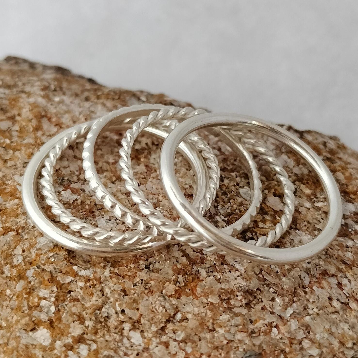 Sterling Silver Stacking Ring Set: Minimalist Stackable Rings