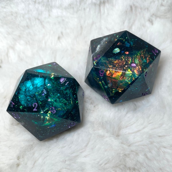 Starlink Orion - A 30mm handmade resin D20 chonk for tabletop role playing games.