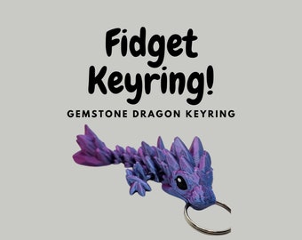 Gem dragon keyring, fidget keychain, articulated dragon, cinderwing dragon keyring. Hand painted eyes